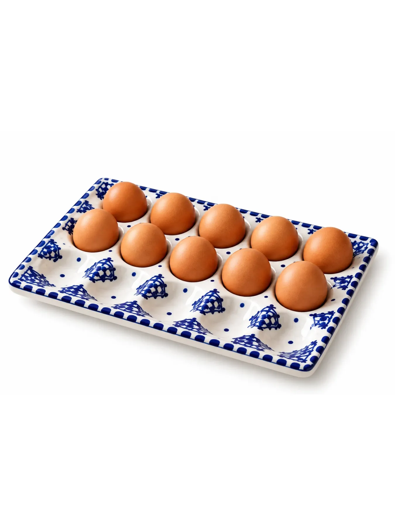 Handcrafted Safi Ceramic Egg Holder, Moroccan 12-Egg Serving Plate