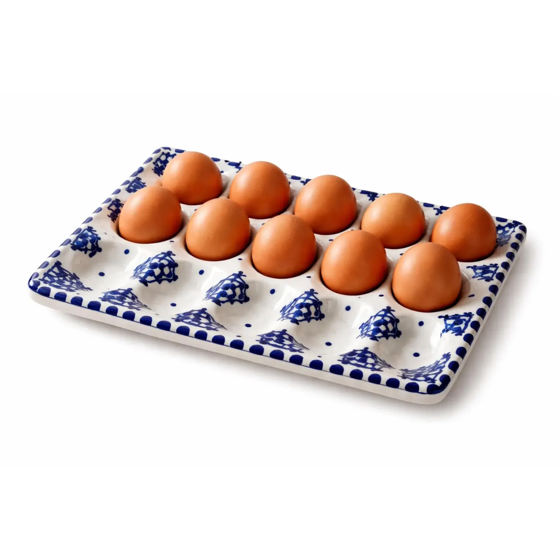 Hand-Painted Terracotta Egg Plate from Safi