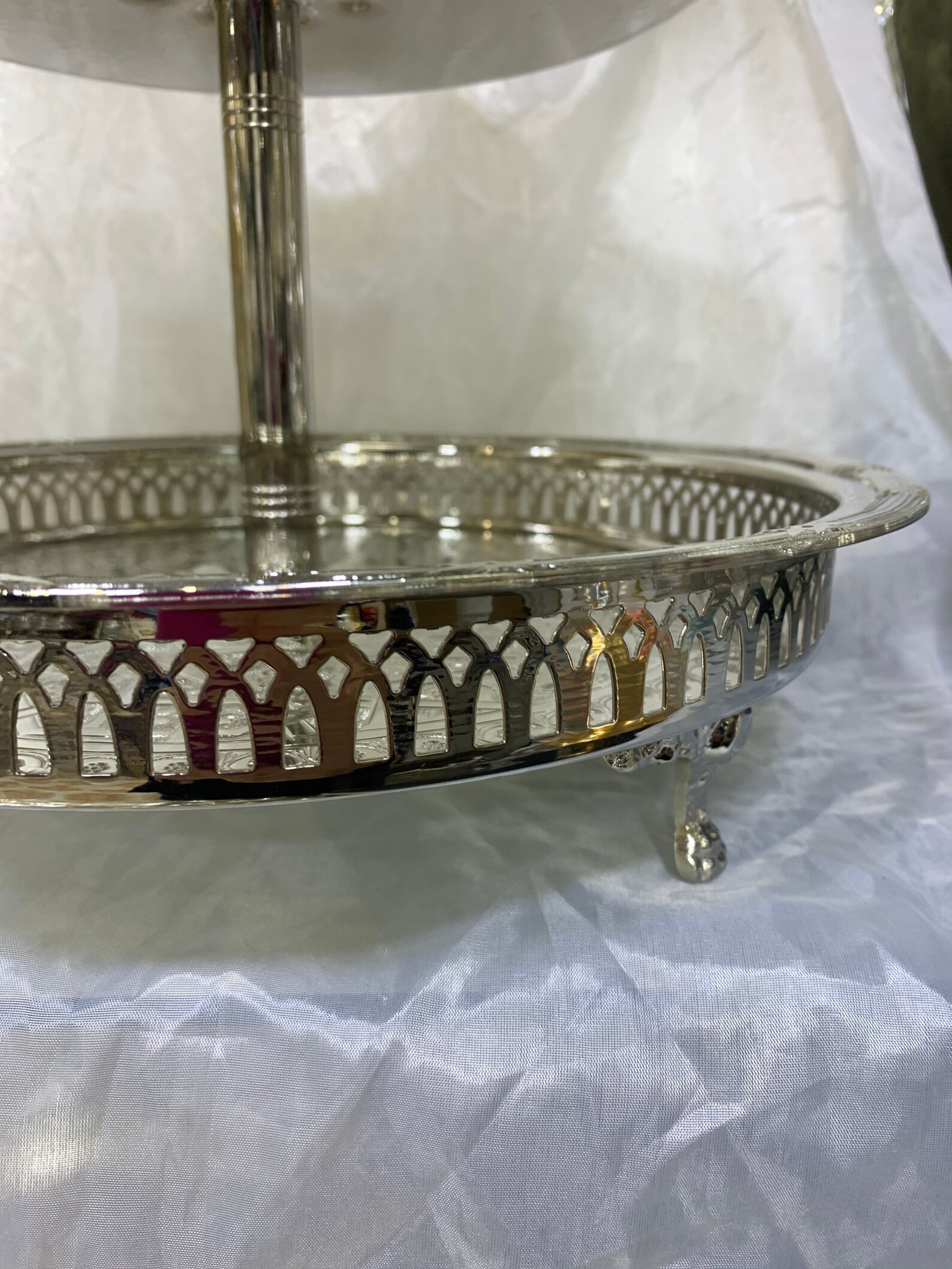 Silver Filigree Two-Tiered Serving Tray — view 4