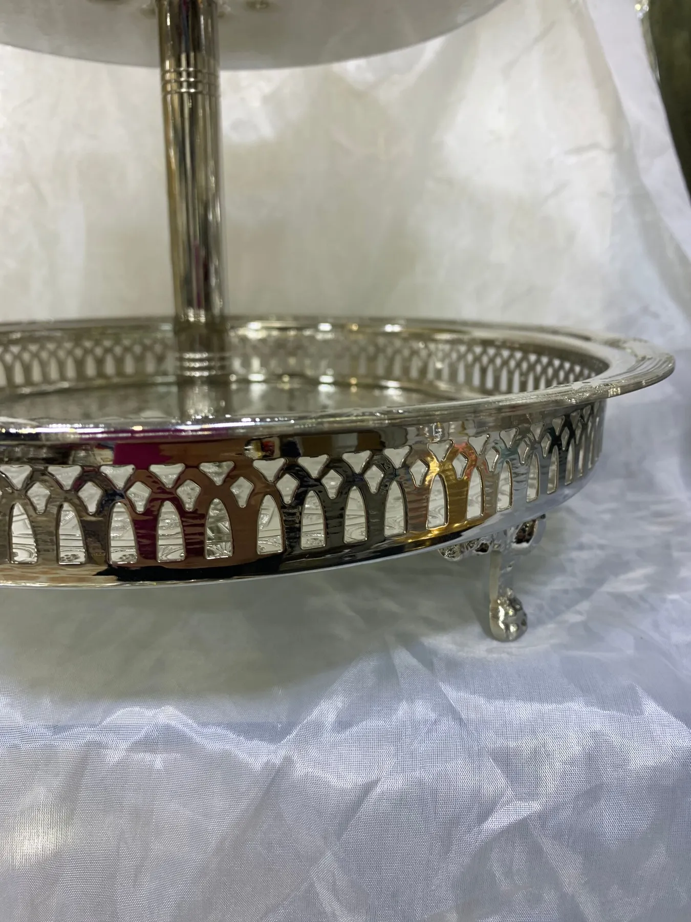 Silver Filigree Two-Tiered Serving Tray — view 4