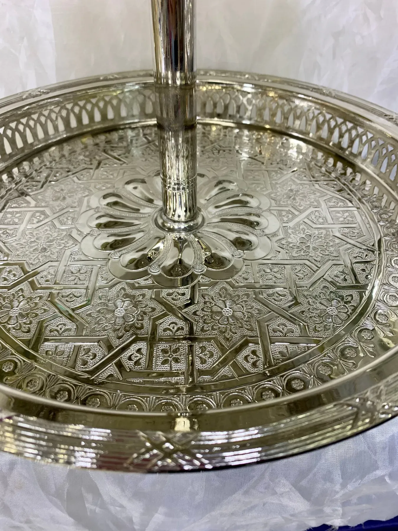 Silver Filigree Two-Tiered Serving Tray — view 8