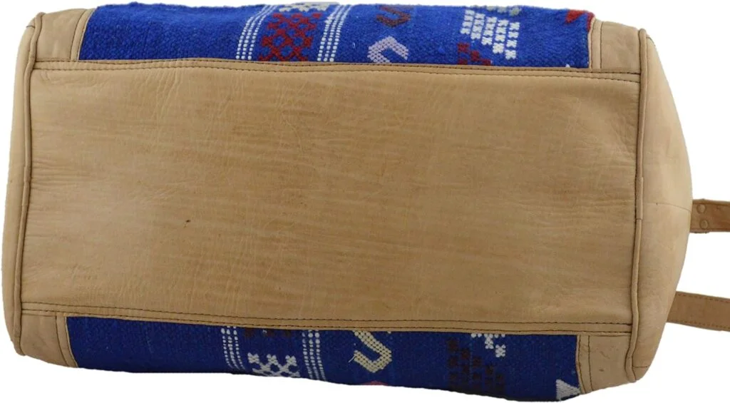 Moroccan Kilim Leather Travel Duffel Bag – Handmade Weekender with Adjustable Strap — view 3