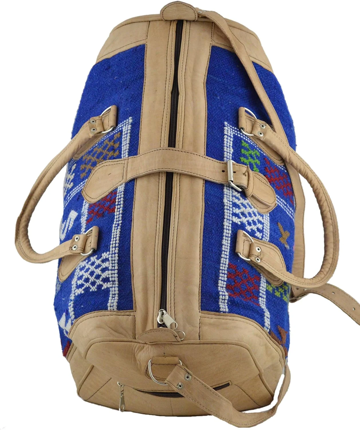 Moroccan Kilim Leather Travel Duffel Bag – Handmade Weekender with Adjustable Strap — view 5