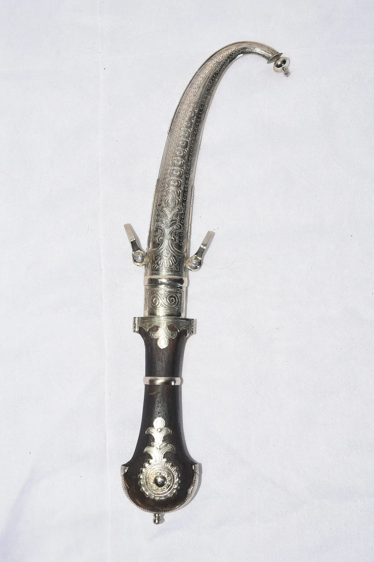 Moroccan Koummya Dagger – Handmade Berber Ceremonial Knife with Red Tassel – Engraved Tribal Display Piece — view 9