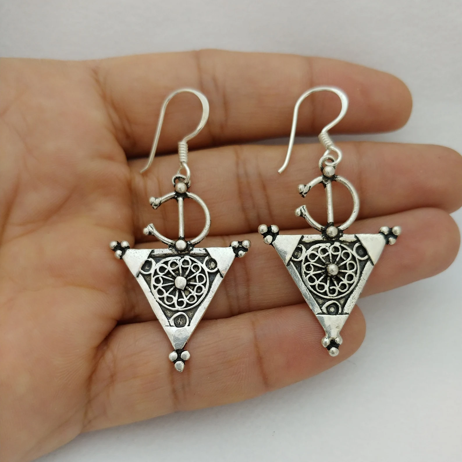 Silver Tazerzit Earrings from Tiznit's Ancient Medina — view 5