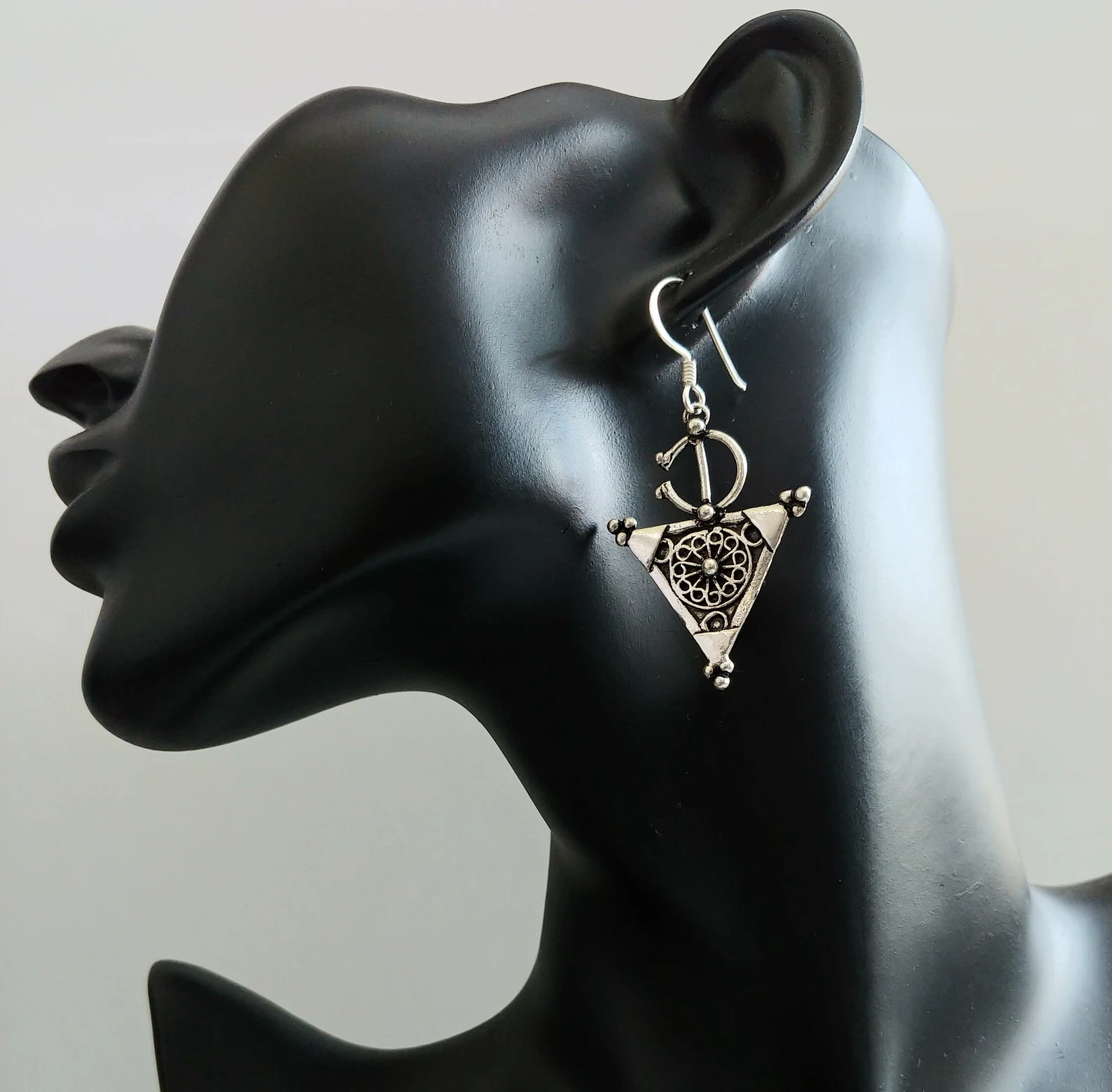 Silver Tazerzit Earrings from Tiznit's Ancient Medina — view 7
