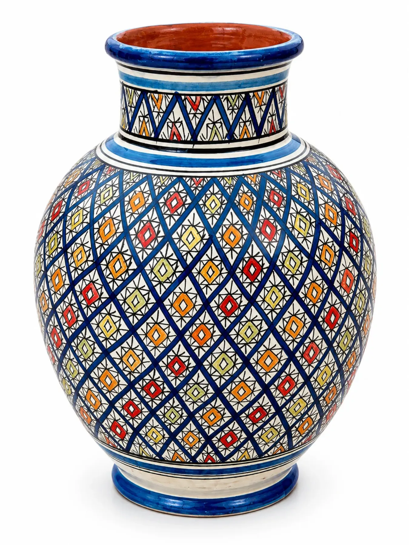 Hand-Painted Fès Ceramic Vase, Moroccan Zellij-Inspired Chabaka Pottery