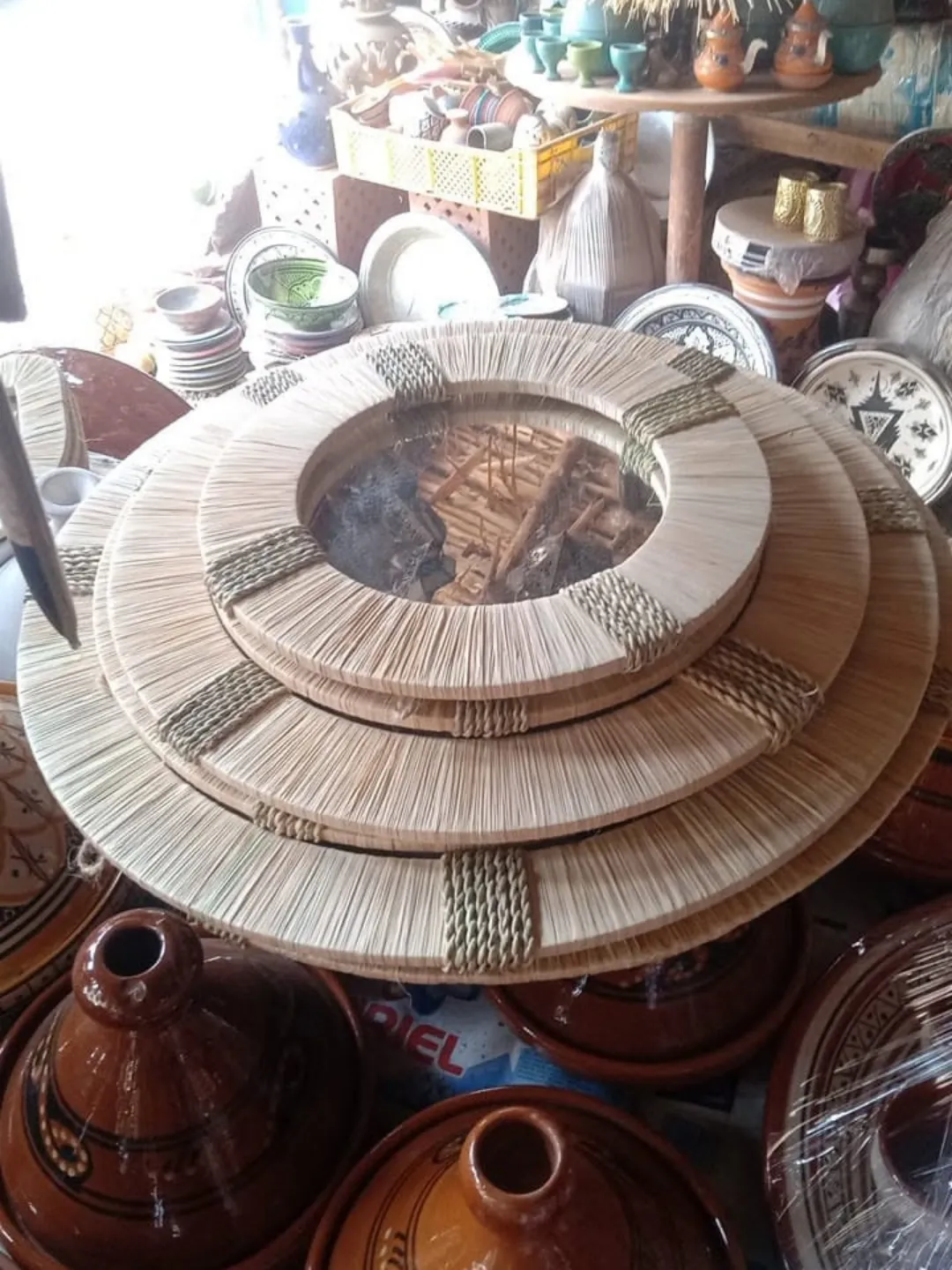 Raffia-Wrapped Moorish Arch Mirror Set — Marrakech — view 2