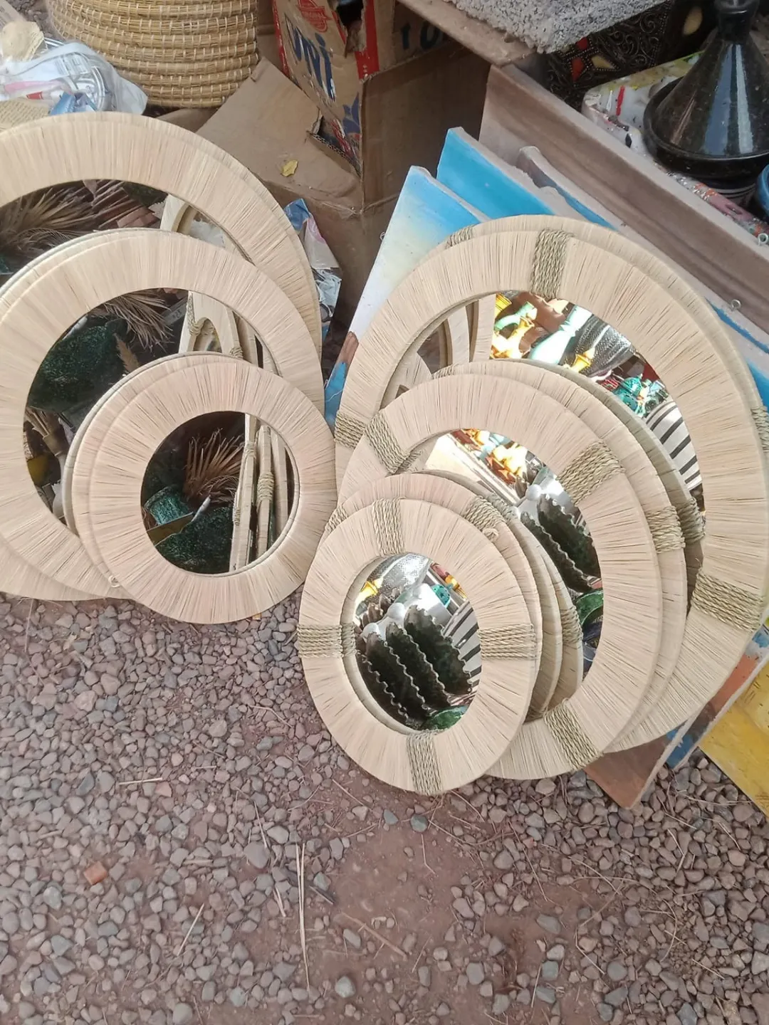 Raffia-Wrapped Moorish Arch Mirror Set — Marrakech — view 3