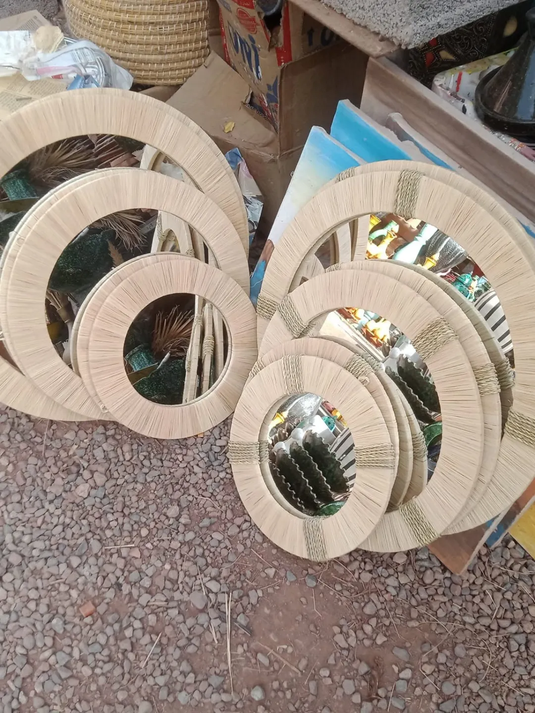 Raffia-Wrapped Moorish Arch Mirror Set — Marrakech — view 4