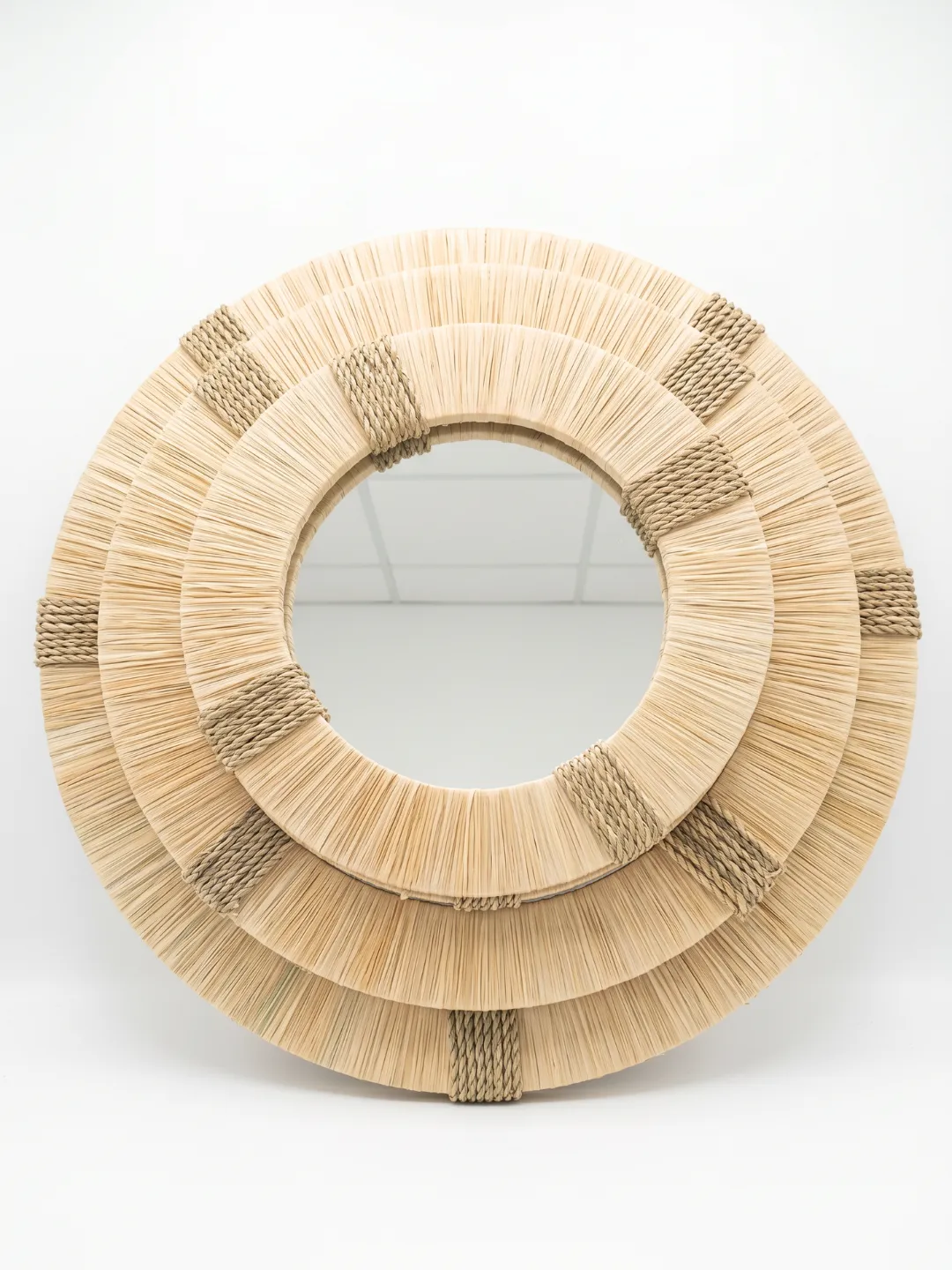 Raffia-Wrapped Moorish Arch Mirror Set — Marrakech