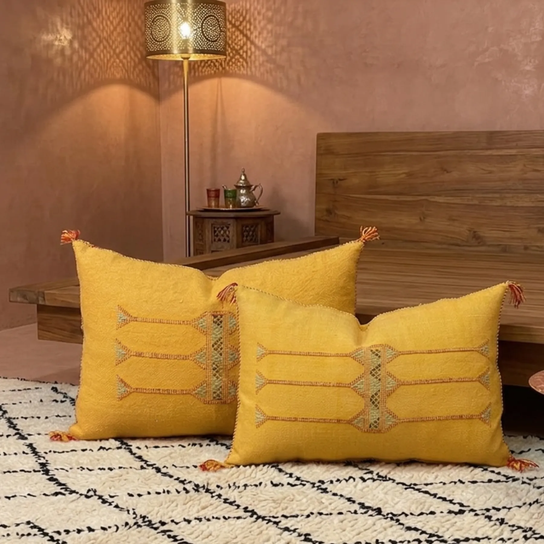 Hand-Woven Sabra Silk Pillow from Tiznit — view 9