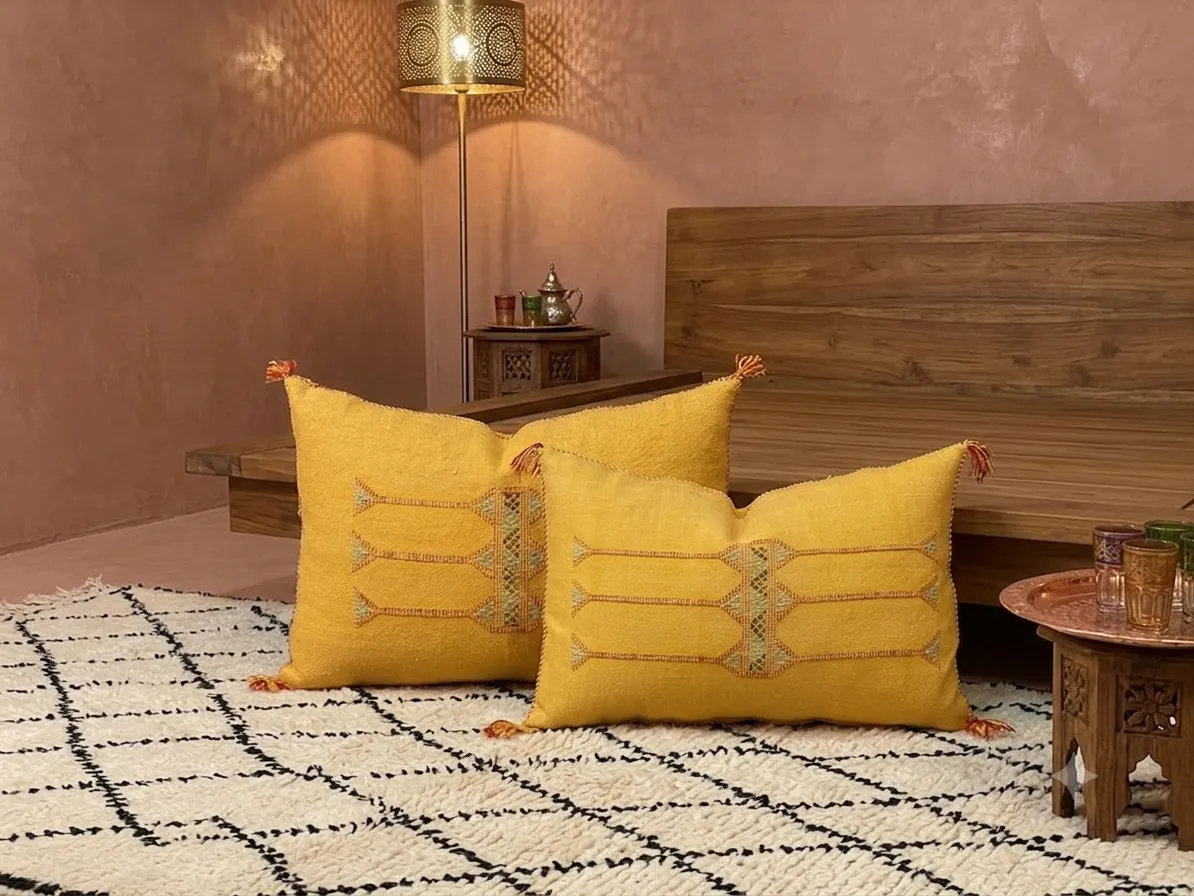 Hand-Woven Sabra Silk Pillow from Tiznit — view 6