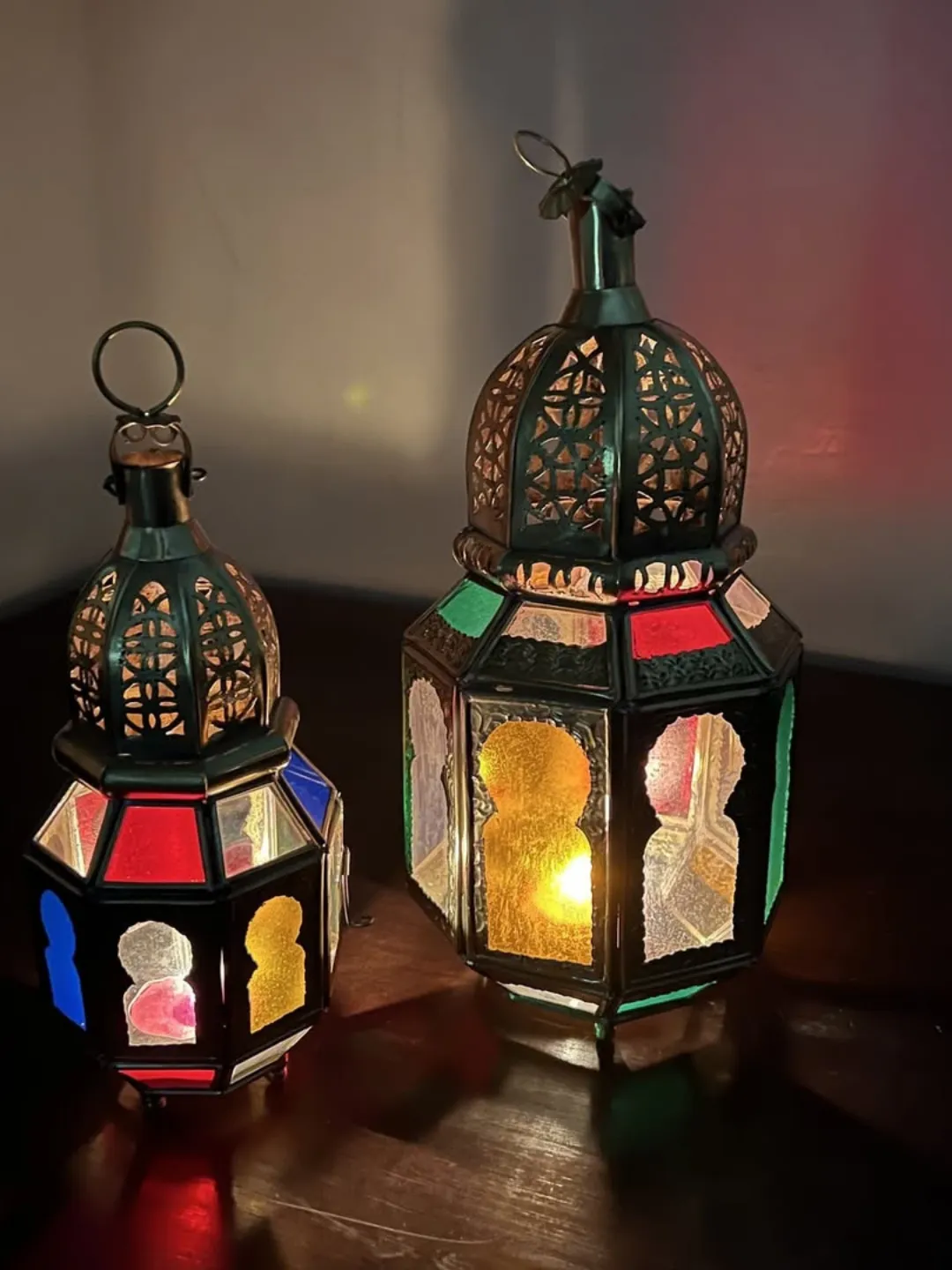 Moroccan Stained Glass Candle Lantern — Handmade in Marrakech — view 4