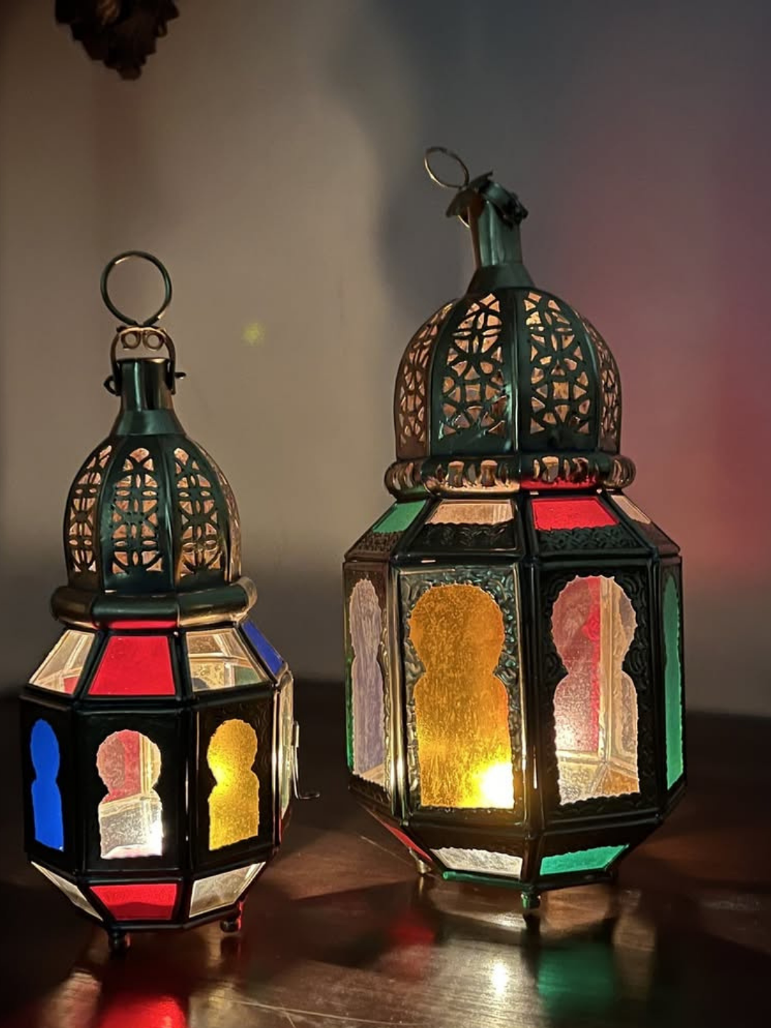 Moroccan Stained Glass Candle Lantern — Handmade in Marrakech — view 6