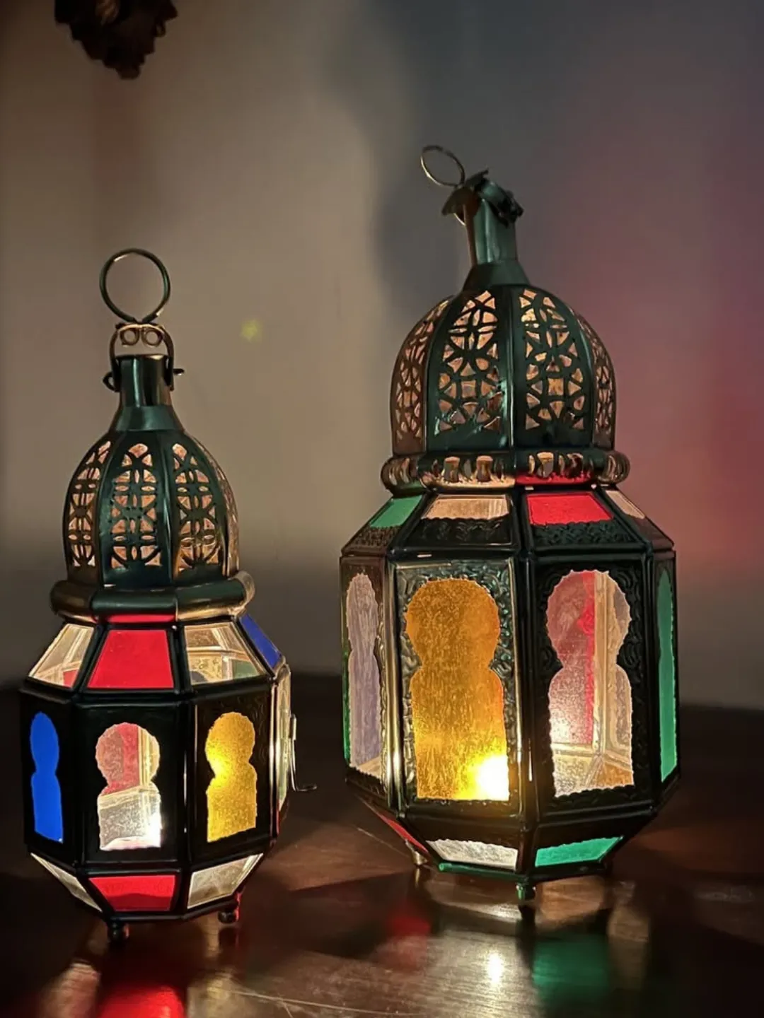 Moroccan Stained Glass Candle Lantern — Handmade in Marrakech — view 6
