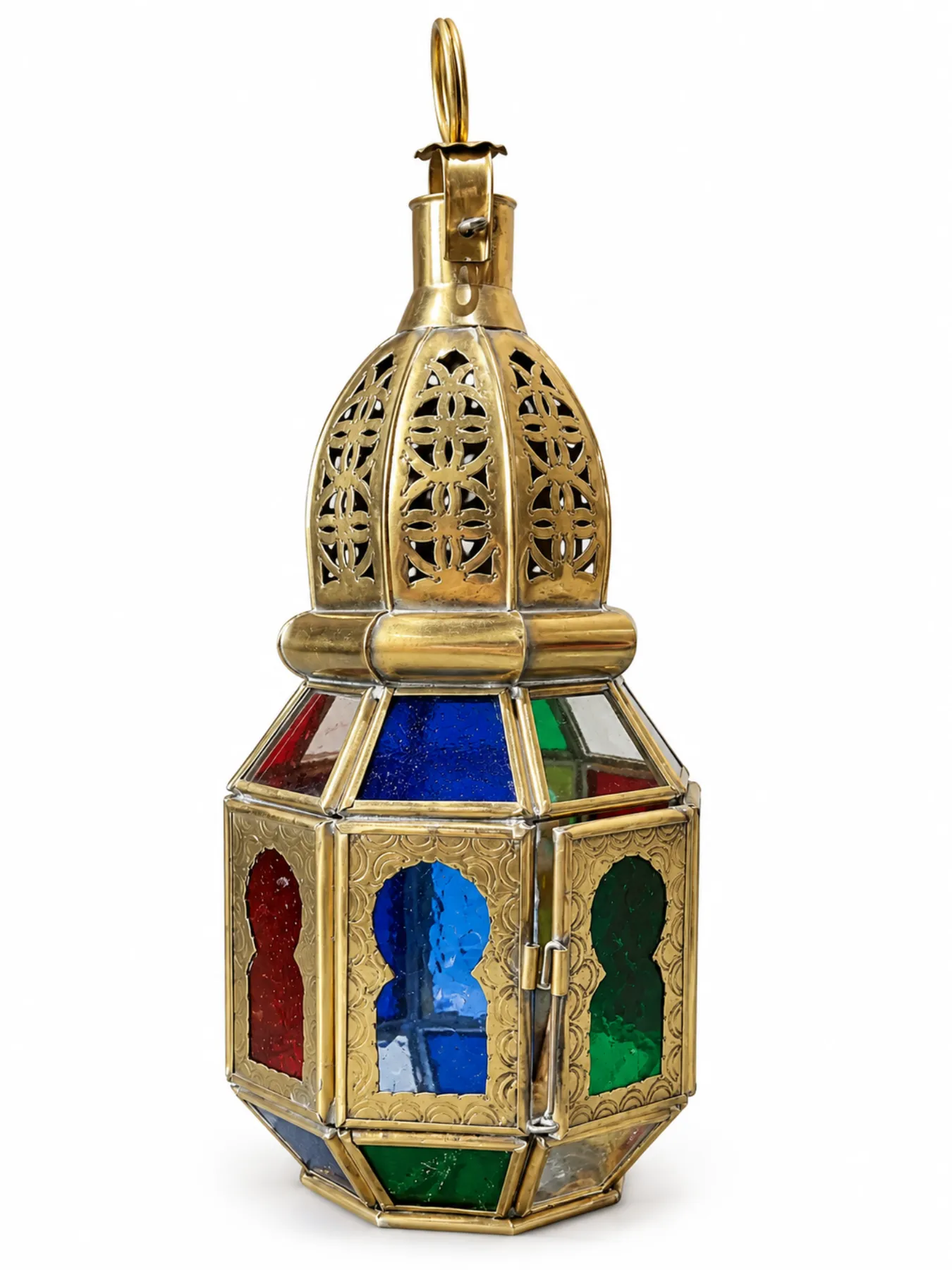 Marrakech Copper & Stained Glass Candle Lantern