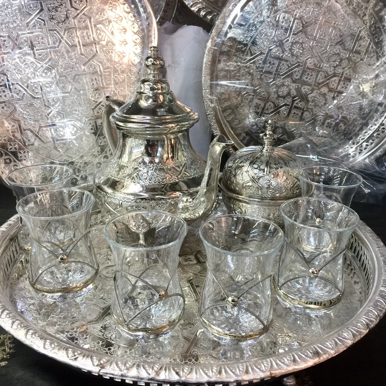 Marrakech Silver Filigree Tea Service for Six — view 2