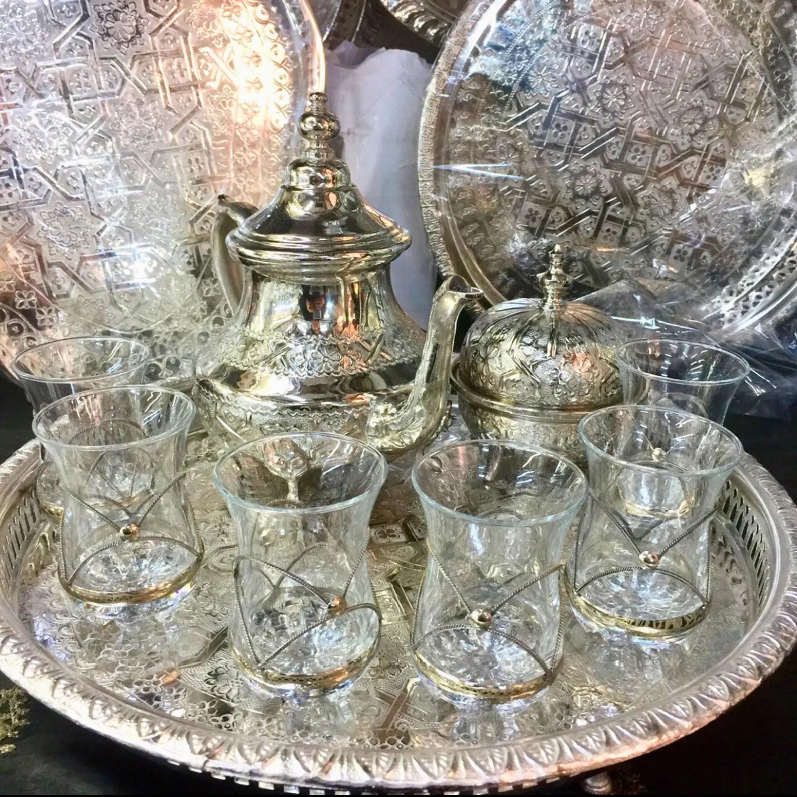 Marrakech Silver Filigree Tea Service for Six — view 11