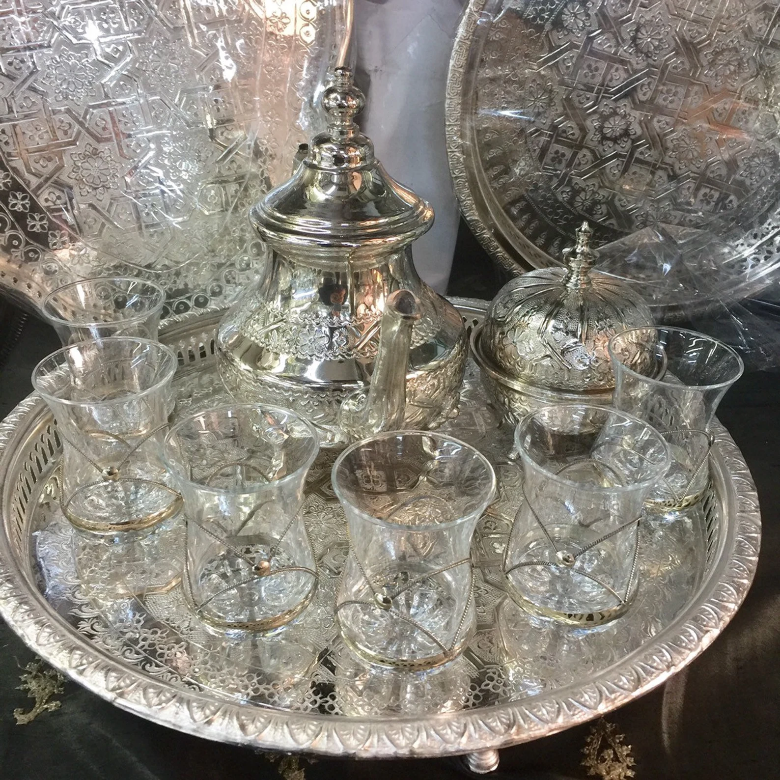 Marrakech Silver Filigree Tea Service for Six — view 3