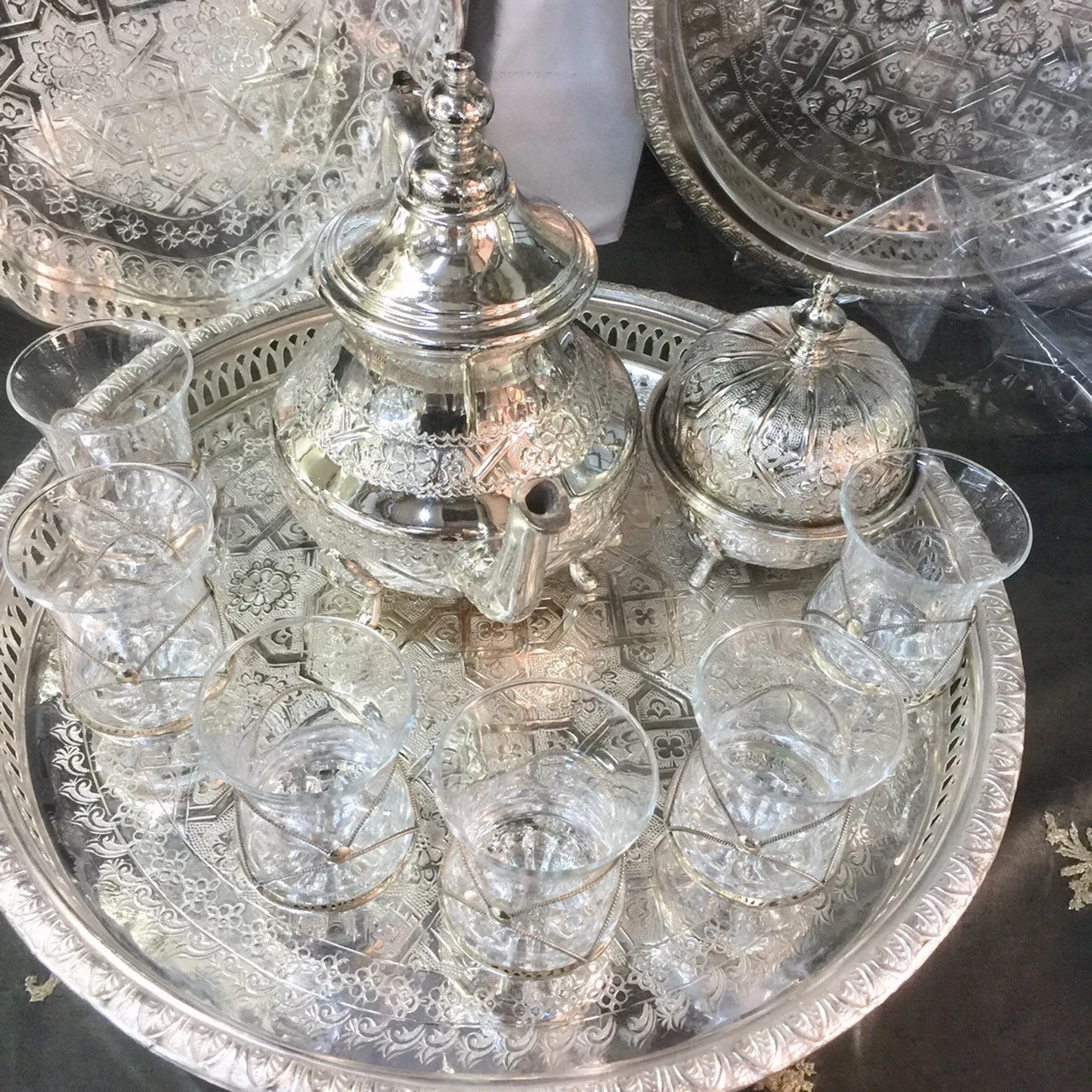 Marrakech Silver Filigree Tea Service for Six — view 4