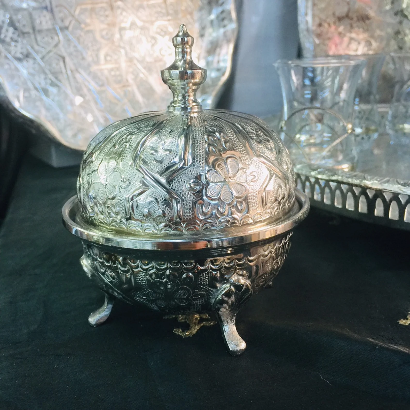 Marrakech Silver Filigree Tea Service for Six — view 5