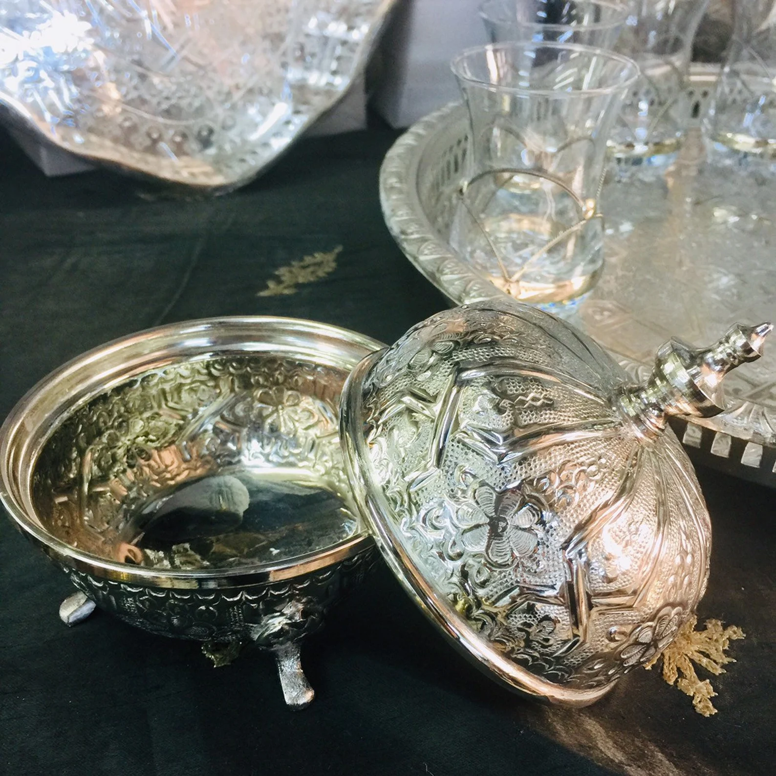Marrakech Silver Filigree Tea Service for Six — view 7
