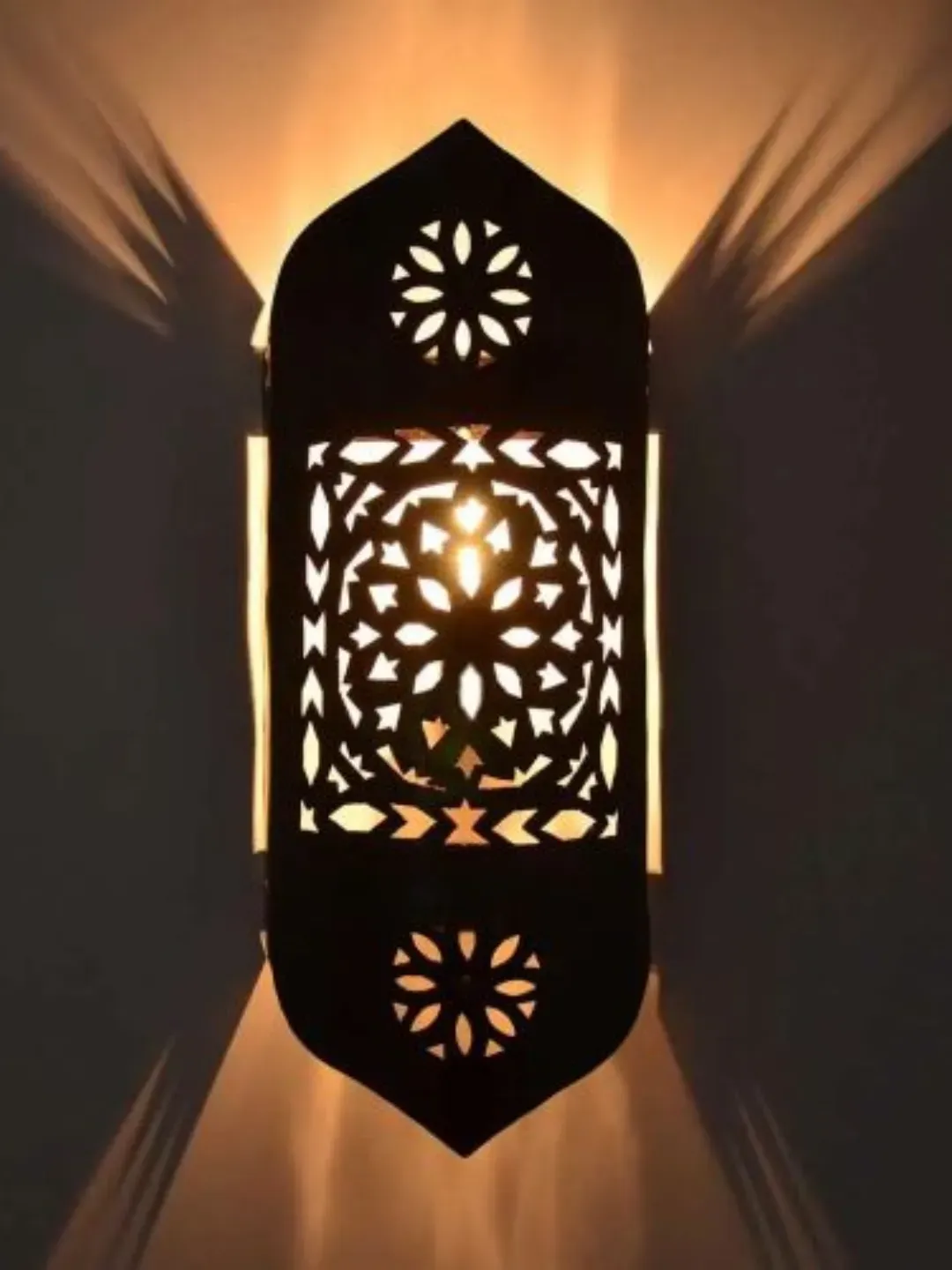 Moroccan Wall Sconce Shade in Hand-Cut Black Iron, Made in Marrakesh