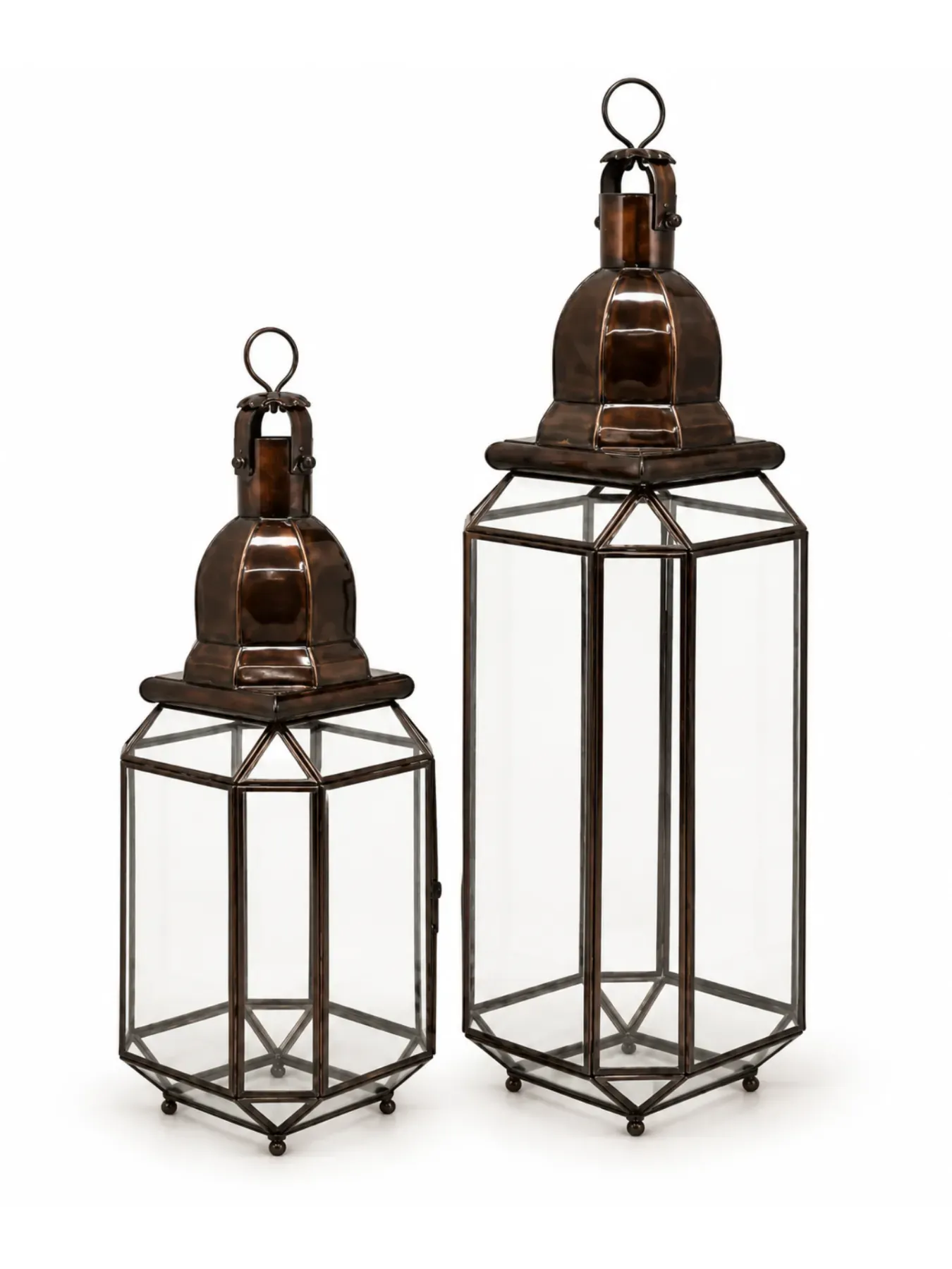Moroccan Wrought Iron Lantern with Clear Glass