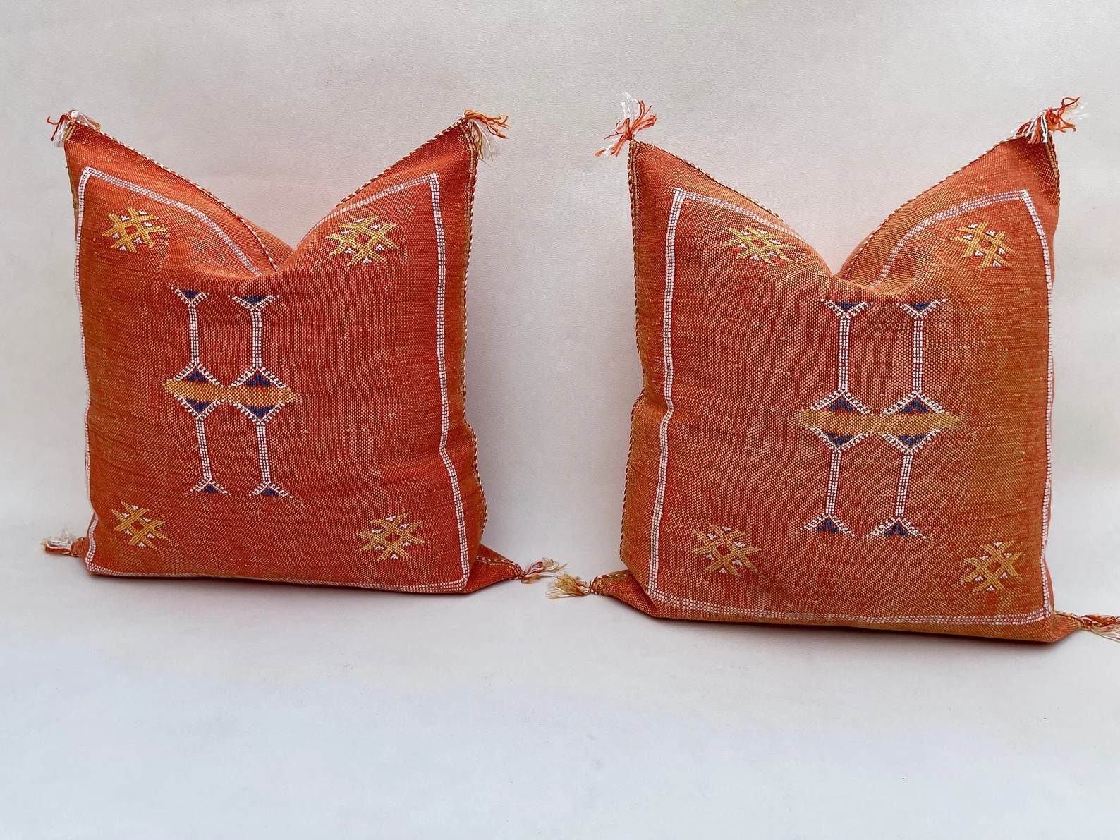 Orange Cactus Silk Pillow from Marrakech — view 11