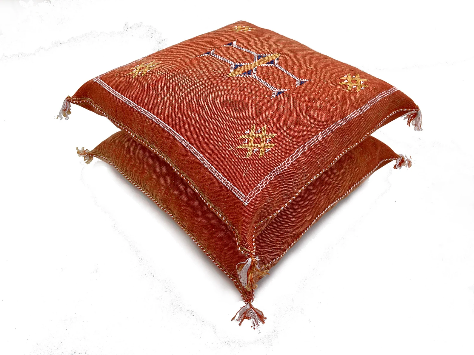 Orange Cactus Silk Pillow from Marrakech — view 4