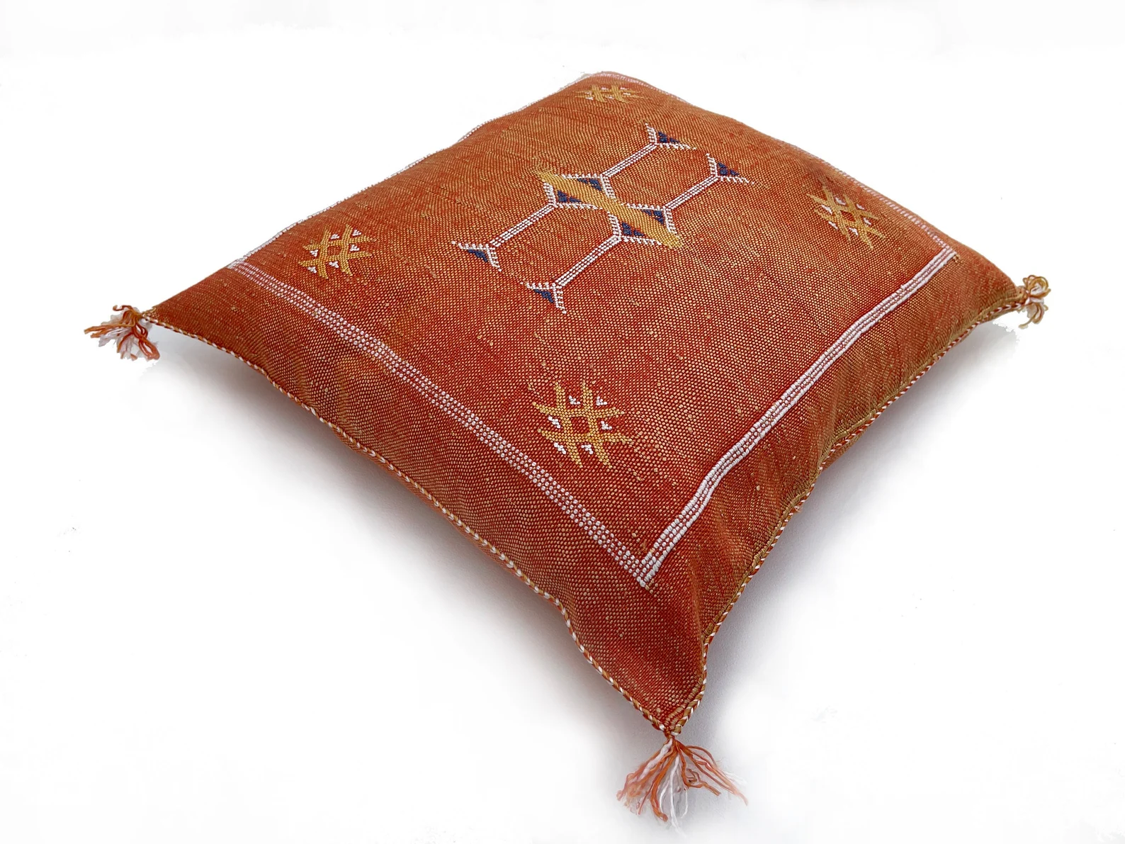 Orange Cactus Silk Pillow from Marrakech — view 6