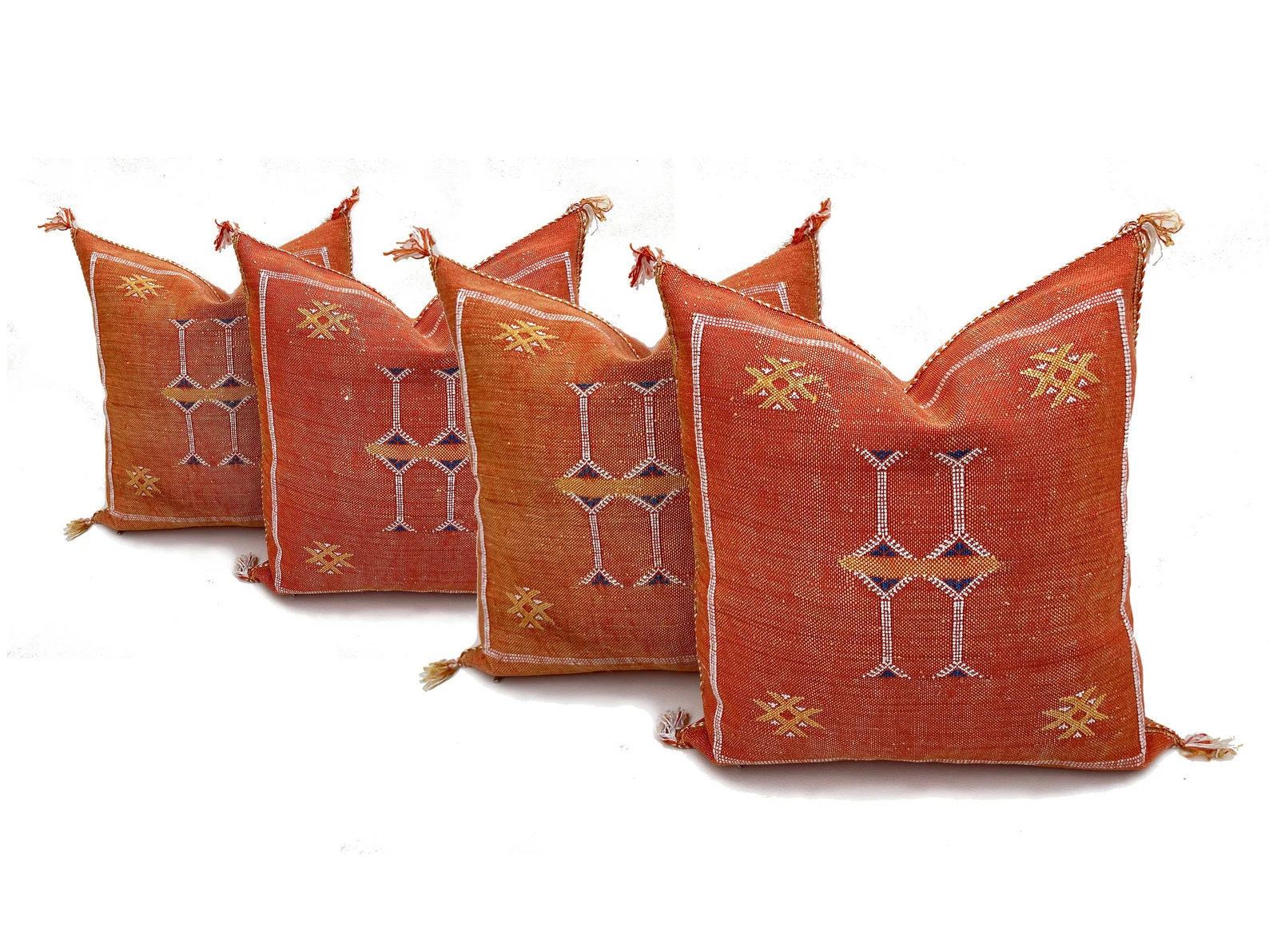 Orange Cactus Silk Pillow from Marrakech — view 3