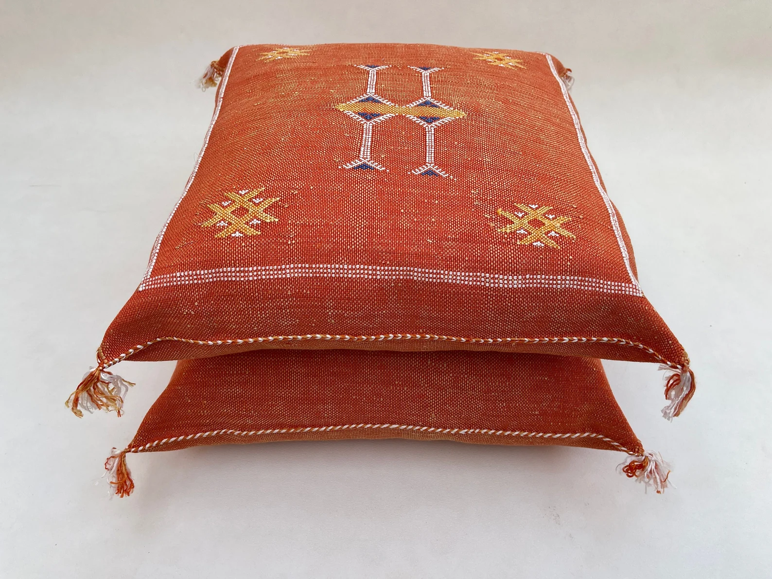 Orange Cactus Silk Pillow from Marrakech — view 7