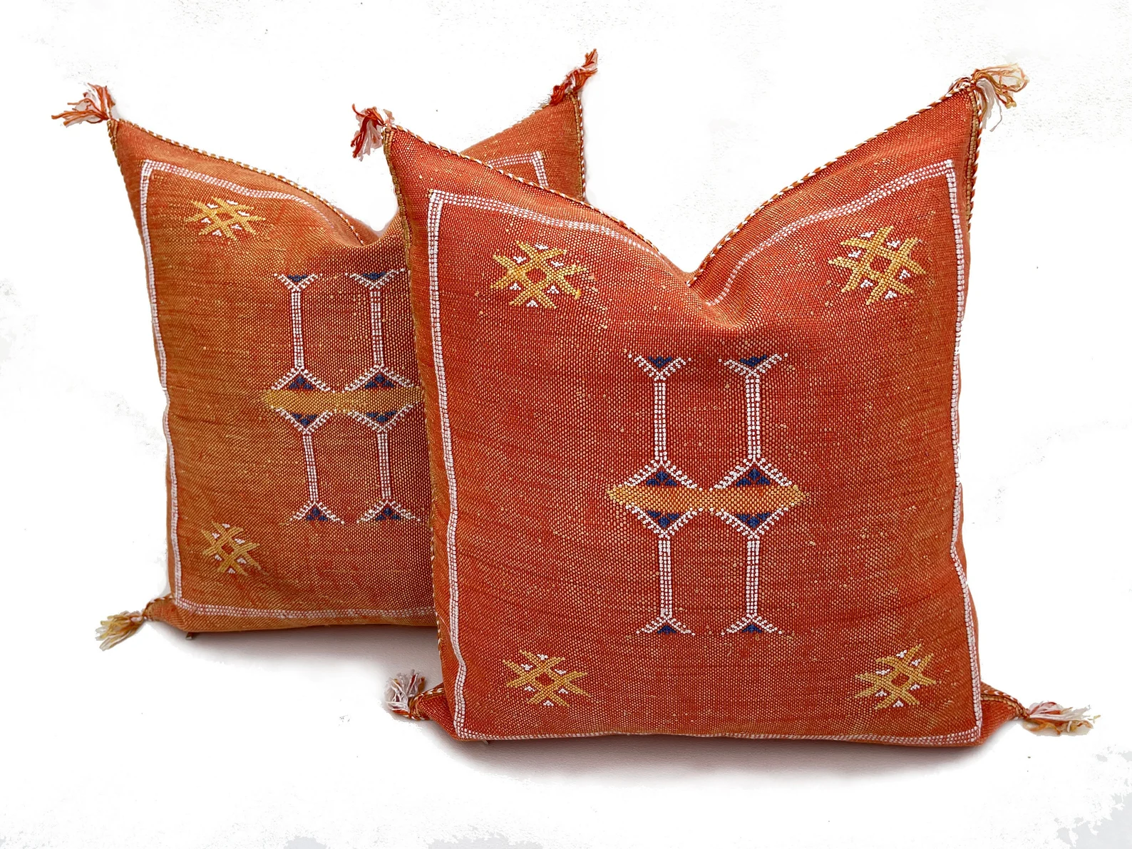 Orange Cactus Silk Pillow from Marrakech — view 8