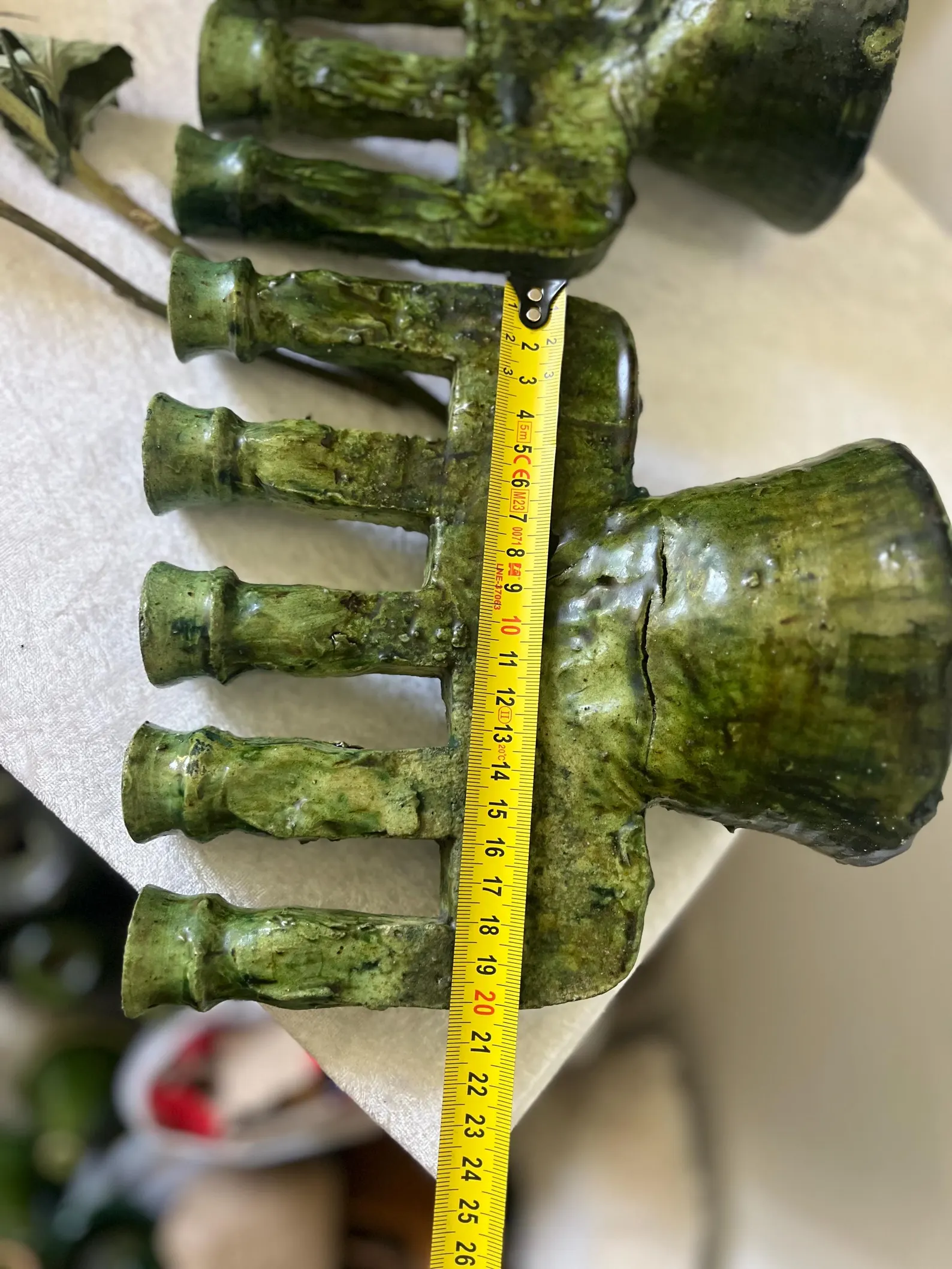 Emerald Zellige Ceramic Candelabra from Safi — view 4