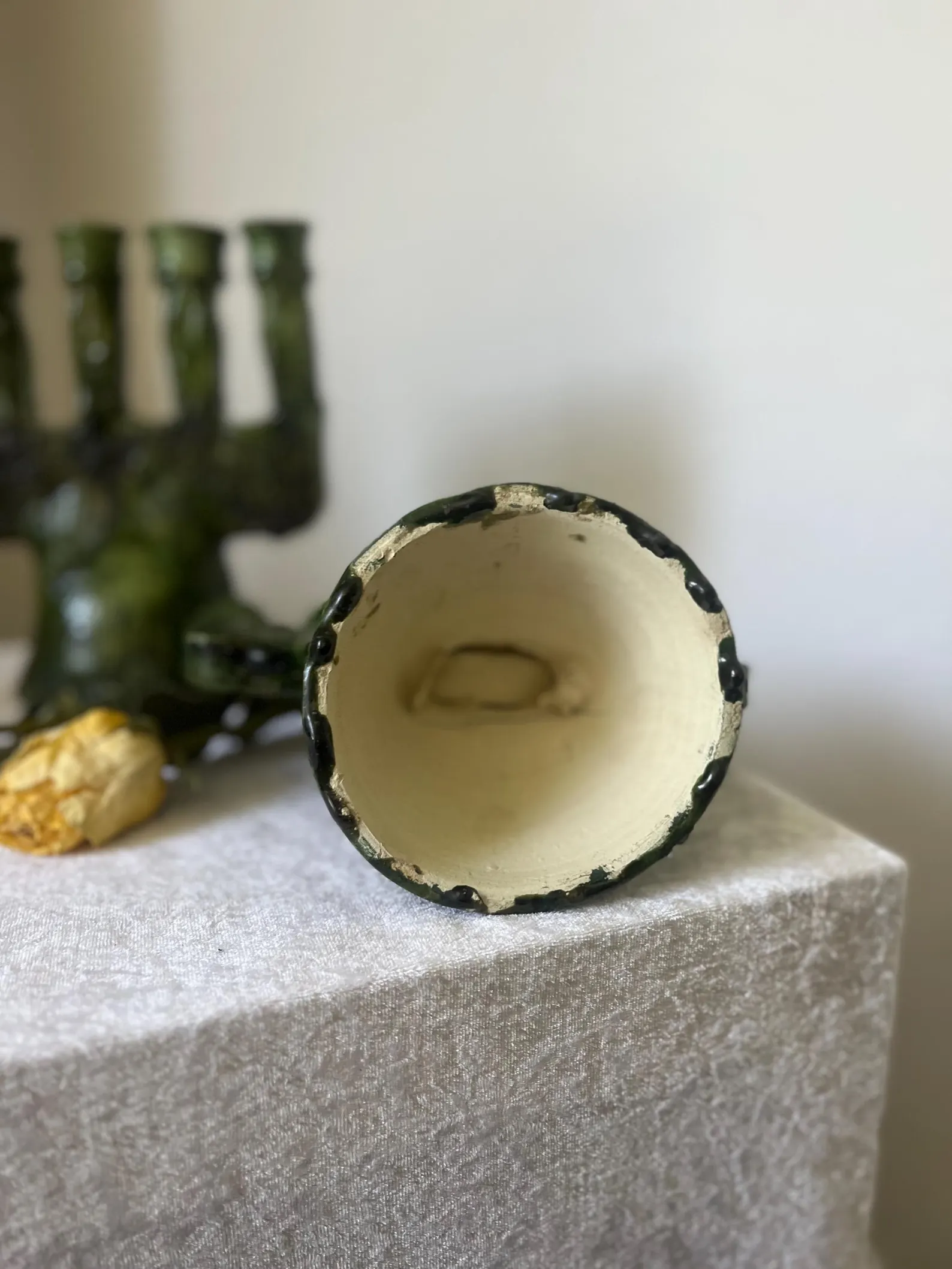 Emerald Zellige Ceramic Candelabra from Safi — view 6