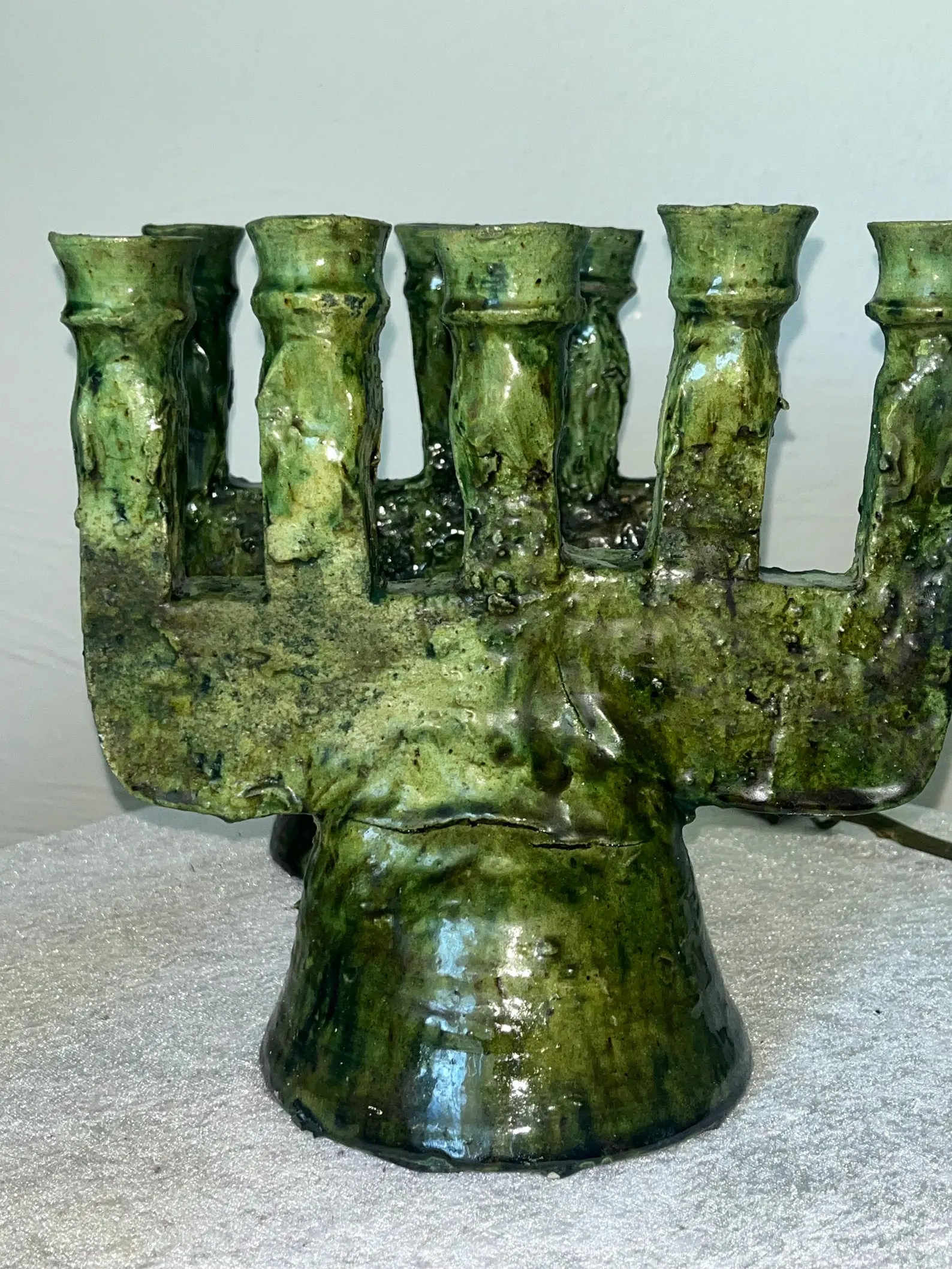 Emerald Zellige Ceramic Candelabra from Safi — view 10
