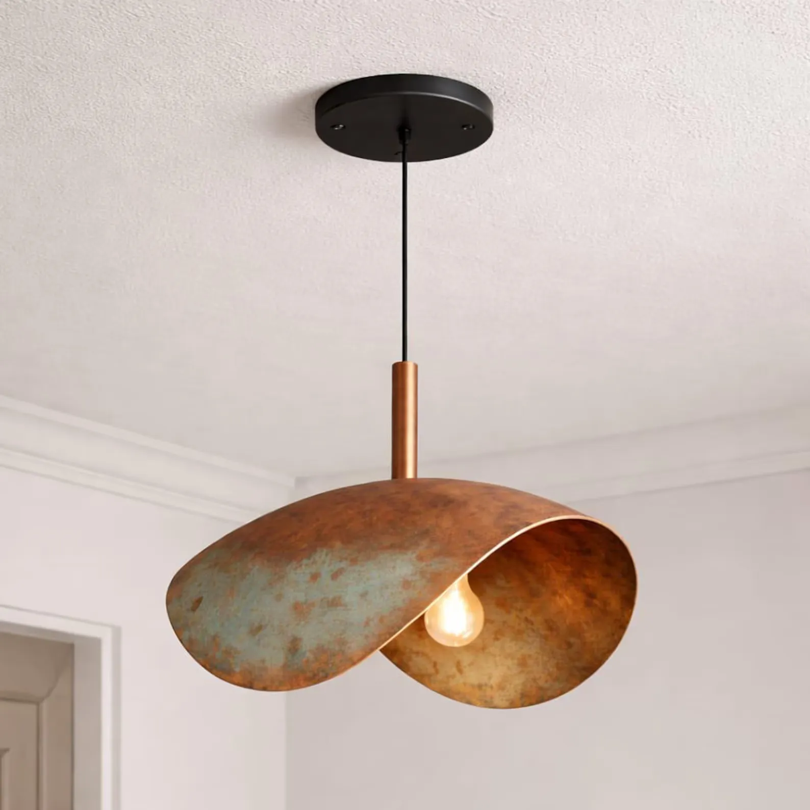 Hand-Hammered Copper Pendant Light from Marrakech — view 6
