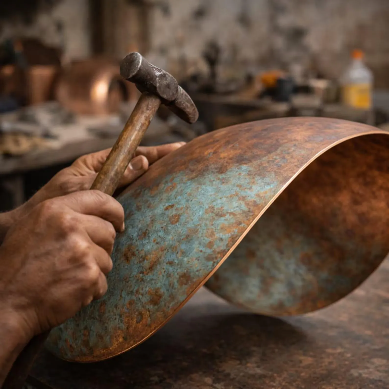 Hand-Hammered Copper Pendant Light from Marrakech — view 7