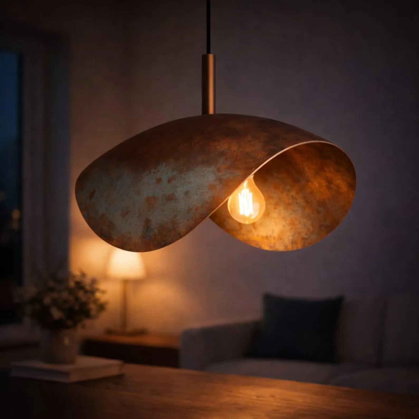 Hand-Hammered Copper Pendant Light from Marrakech — view 8