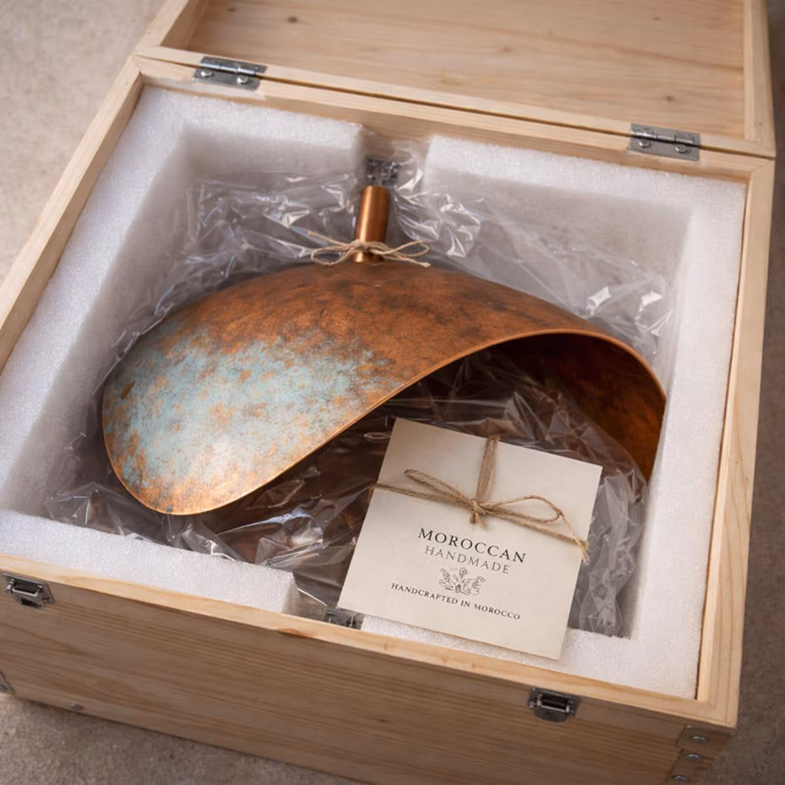 Hand-Hammered Copper Pendant Light from Marrakech — view 9