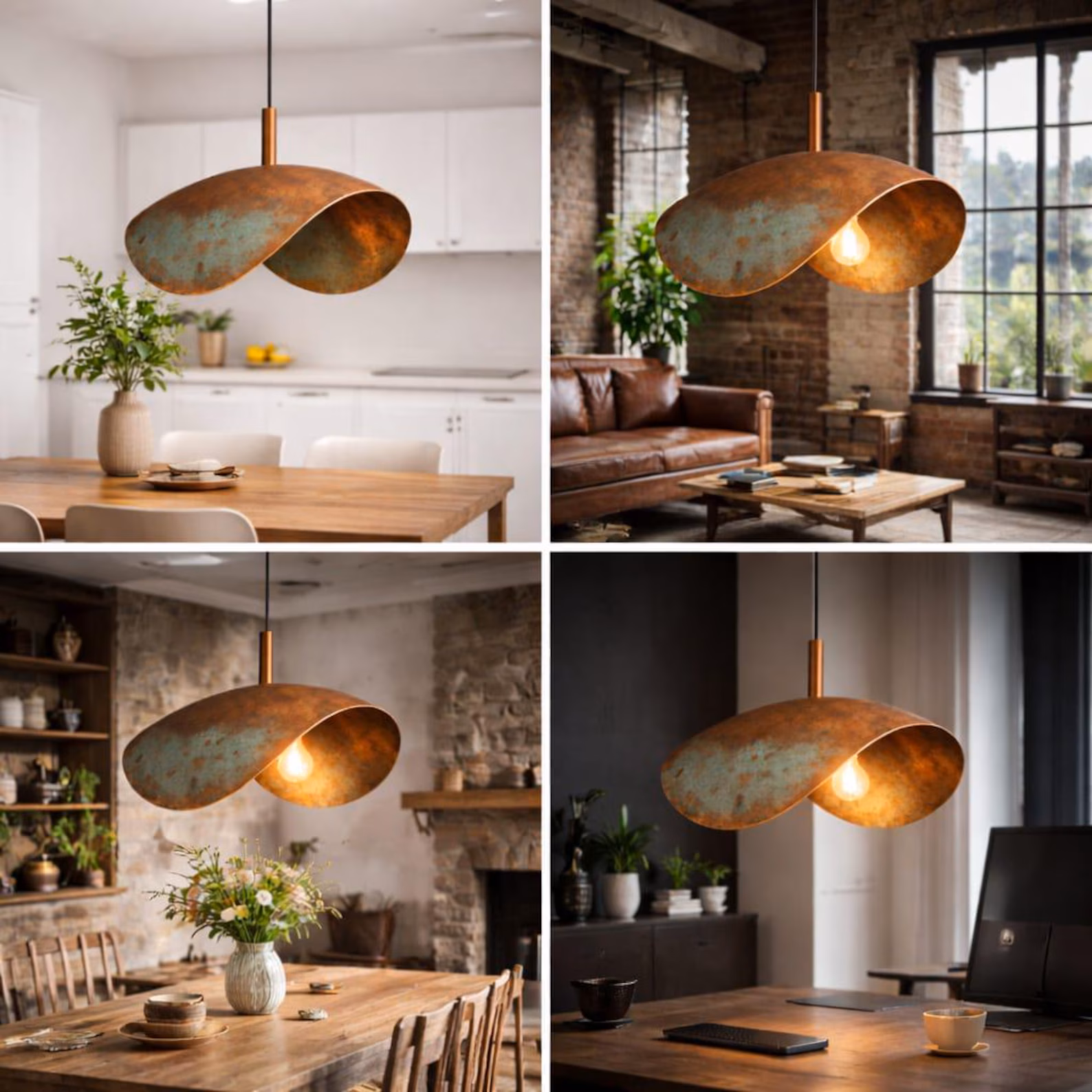 Hand-Hammered Copper Pendant Light from Marrakech — view 10