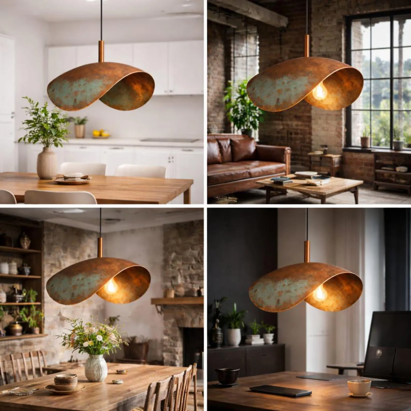 Hand-Hammered Copper Pendant Light from Marrakech — view 10