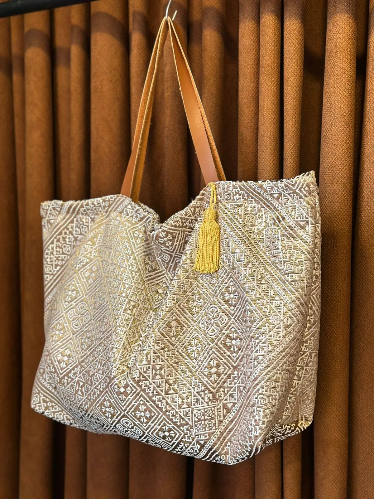 Sac Cabas Kilim Berbère Marrakech Anses Cuir — view 2