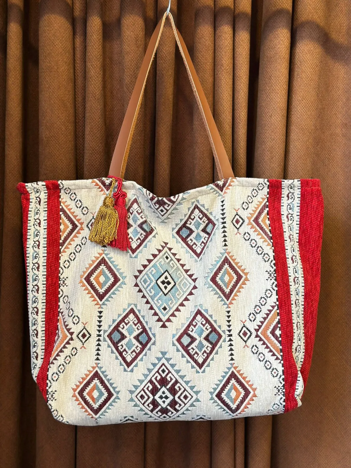Sac Cabas Kilim Berbère Marrakech Anses Cuir — view 4