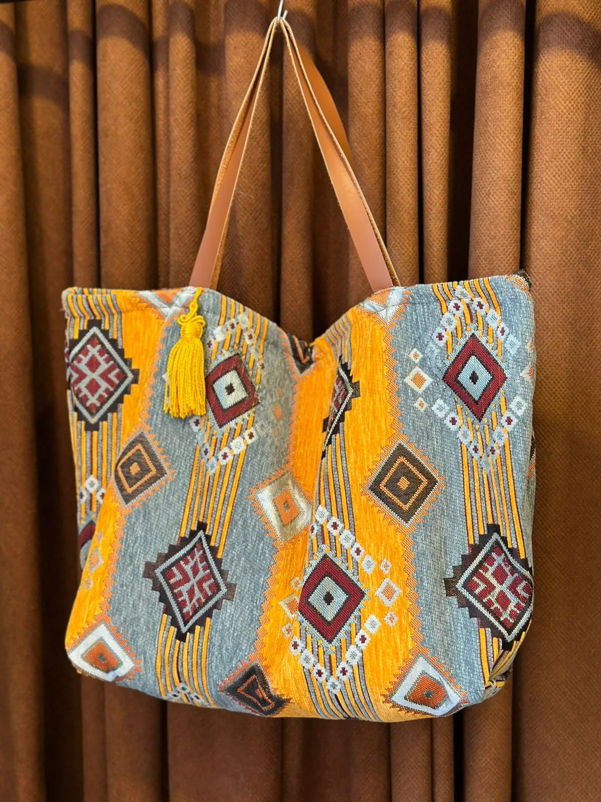 Sac Cabas Kilim Berbère Marrakech Anses Cuir