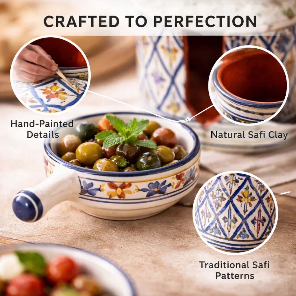 Safi Ceramic Serving Set with Lidded Pot and Bowls — view 3