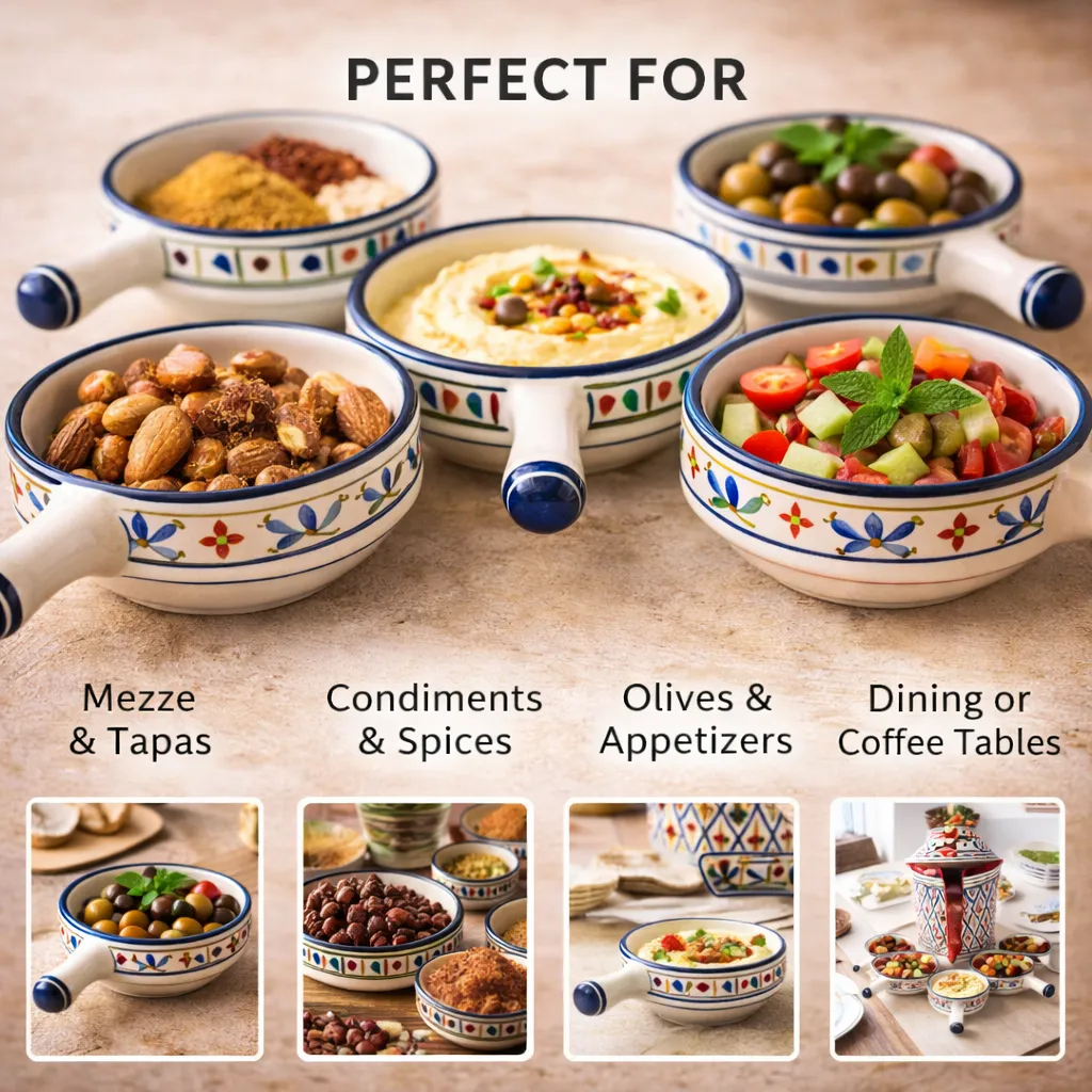 Safi Ceramic Serving Set with Lidded Pot and Bowls — view 4