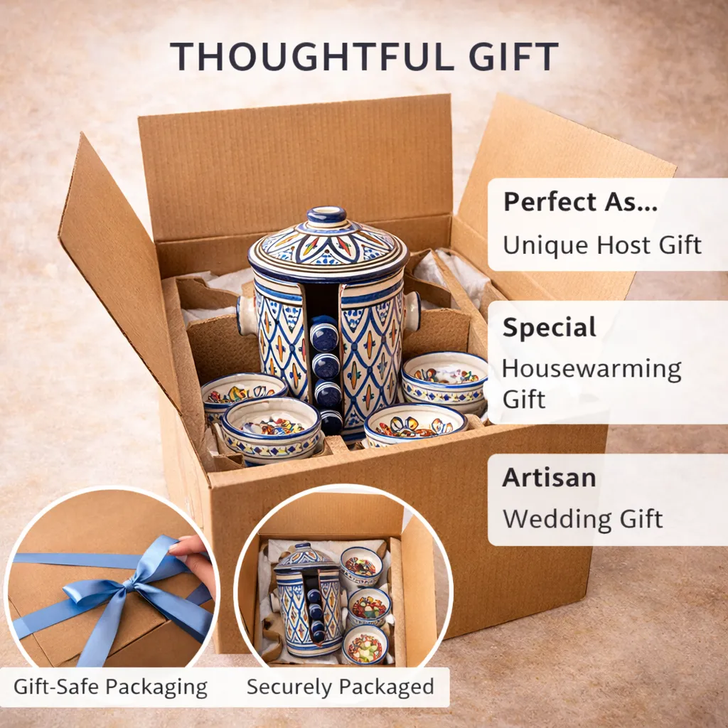 Safi Ceramic Serving Set with Lidded Pot and Bowls — view 7